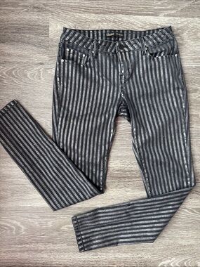 Toxik3 Striped Metallic Black Skinny Jeans